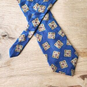 Vintage Ralph Lauren Chaps Mens Fashion Necktie‎ Tie Silk Blue Red Yellow 58"